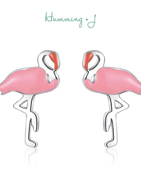韩国Humming J爱情火烈鸟网红ins耳钉女简约甜美可爱个性潮耳环饰