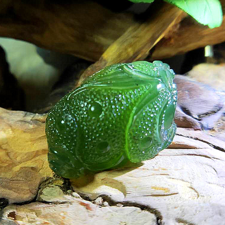 云水禅心 泰山玉金蟾吊坠 平安玉老料深海绿碧玉墨玉招财吊坠项链