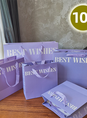 高级感紫色礼品袋服装店手提袋定制定做纸袋化妆品服装店logo订制