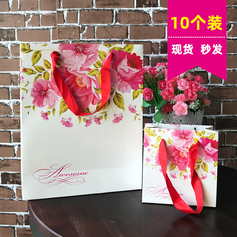 韩国简约文艺小清新繁花时尚精致手提袋纸袋礼品袋生日节日礼物袋