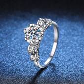 PT950铂金欧美豪华莫桑石戒指经典 六爪皇冠戒指女浪漫花朵求婚戒