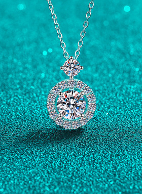 PT950铂金镂空莫桑石项链