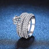 PT950铂金精工高端欧美跨境热卖 戒指 情侣套戒1克拉莫桑石戒指