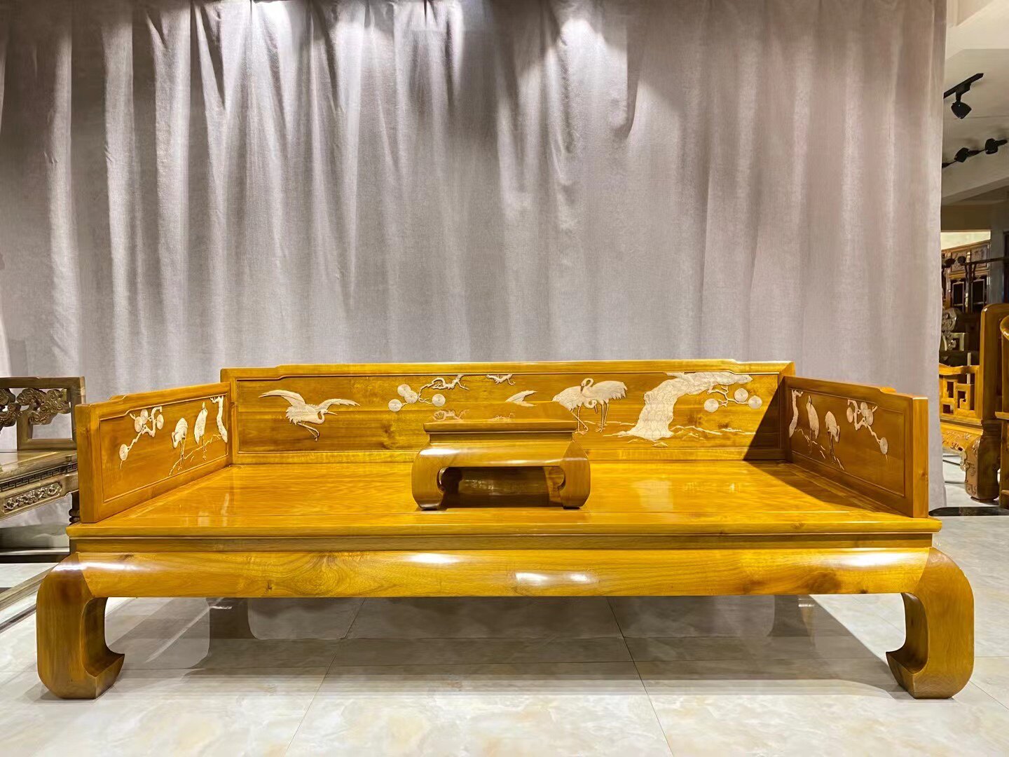 正宗金丝楠木罗汉床实木檀雕小叶贵妃榻客厅休闲卧具两件套会客椅