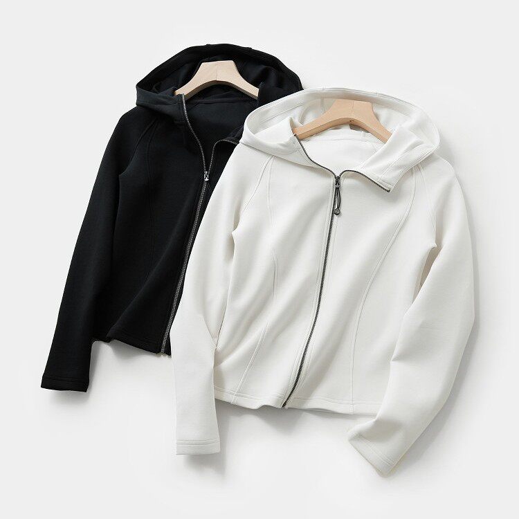 女士空气层连帽外套 瑜伽服跑步服修身款上衣薄款 短开衫 春秋款