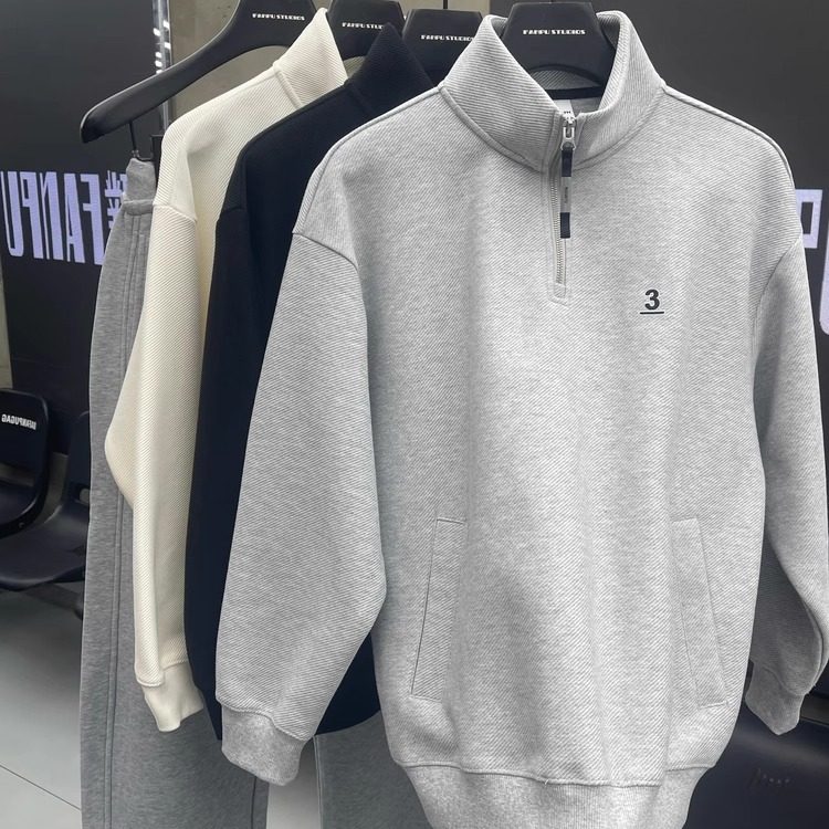 2026春老钱风立领卫衣男款高品质