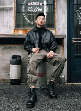 复古宽松韩版机车服飞行员皮衣