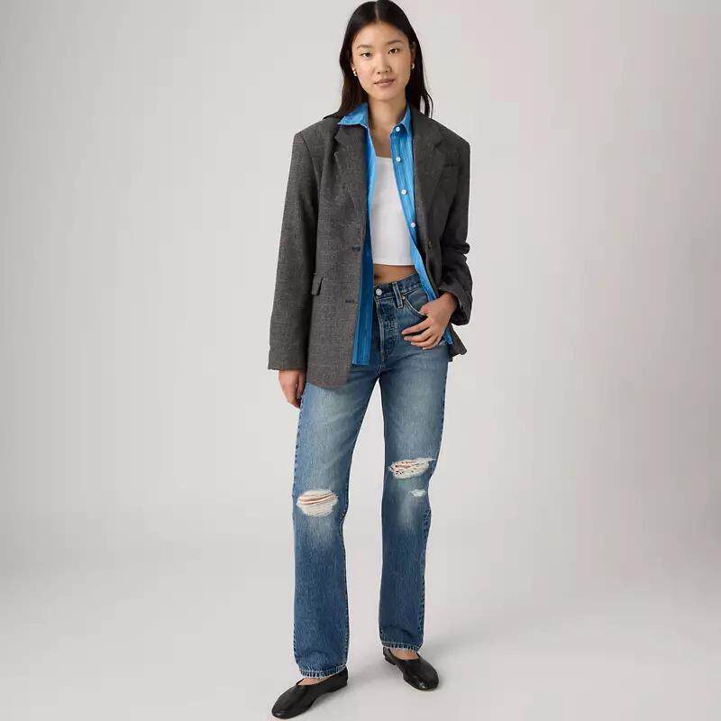 海外代购Levi’s/李维斯女士运动牛仔裤中水洗破洞日常休闲
