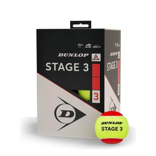 海外代购Dunlop/邓禄普网球减压过渡进阶训练Stage 3红黄配色