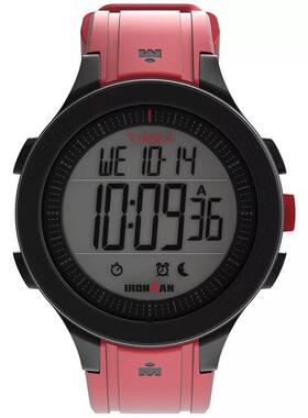 代购Timex天美时男士腕表计时夜光闹钟计圈硅胶防水红色圆形