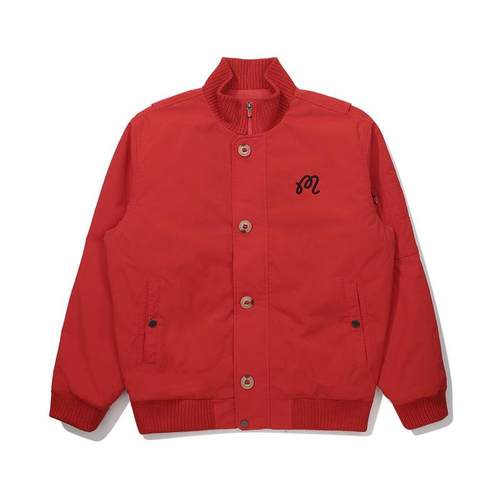 代购MALBON GOLF男士夹克保暖防风日常穿着轻便红色棉质领口