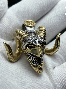 kaneworks大魔王K鬼黄金面具角吊坠哼哈手工定制银饰