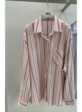 EYEL㊣东大门实拍女装新品休闲时尚人气推荐真品热卖衬衫条纹