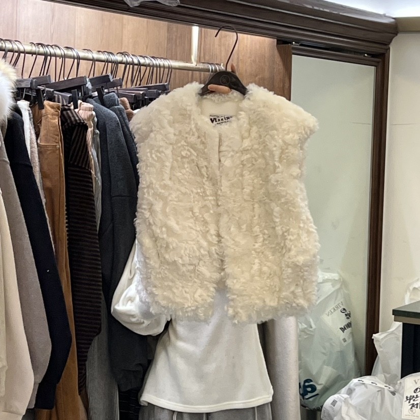 VIRKIN韩国代购㊣女士新品25秋冬人气时尚休闲推荐马甲毛皮