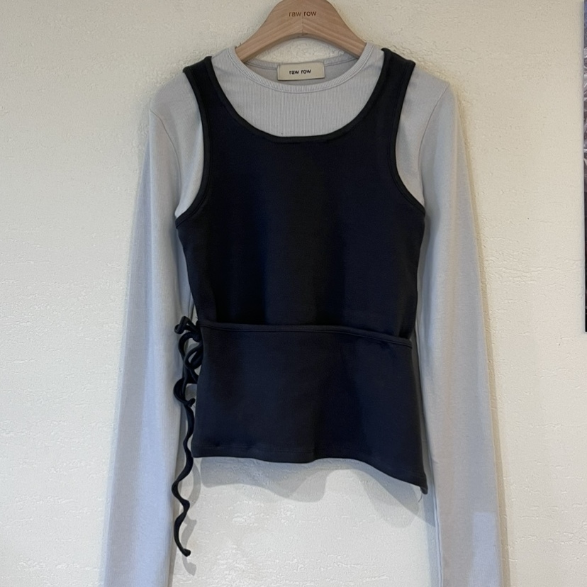 RAWROW韩国代购㊣女士新品推荐人气真品25秋冬长袖T恤假两件