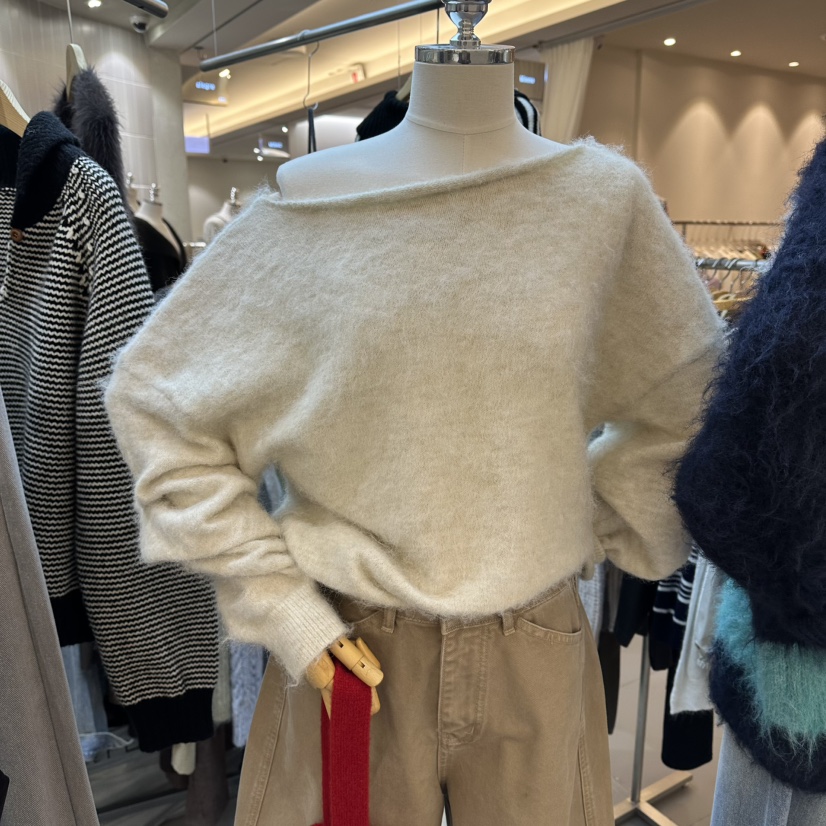 ALEGRE东大门㊣实拍女装新品时尚热卖人气真品休闲针织衫露肩