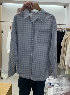 DRESS ROOM韩国直邮㊣女士新品时尚休闲人气推荐衬衫刺绣格子