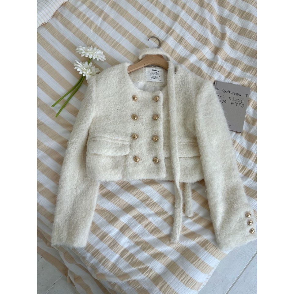 mars东大门㊣代购女装新款25秋冬热卖真品推荐时尚夹克含脖带