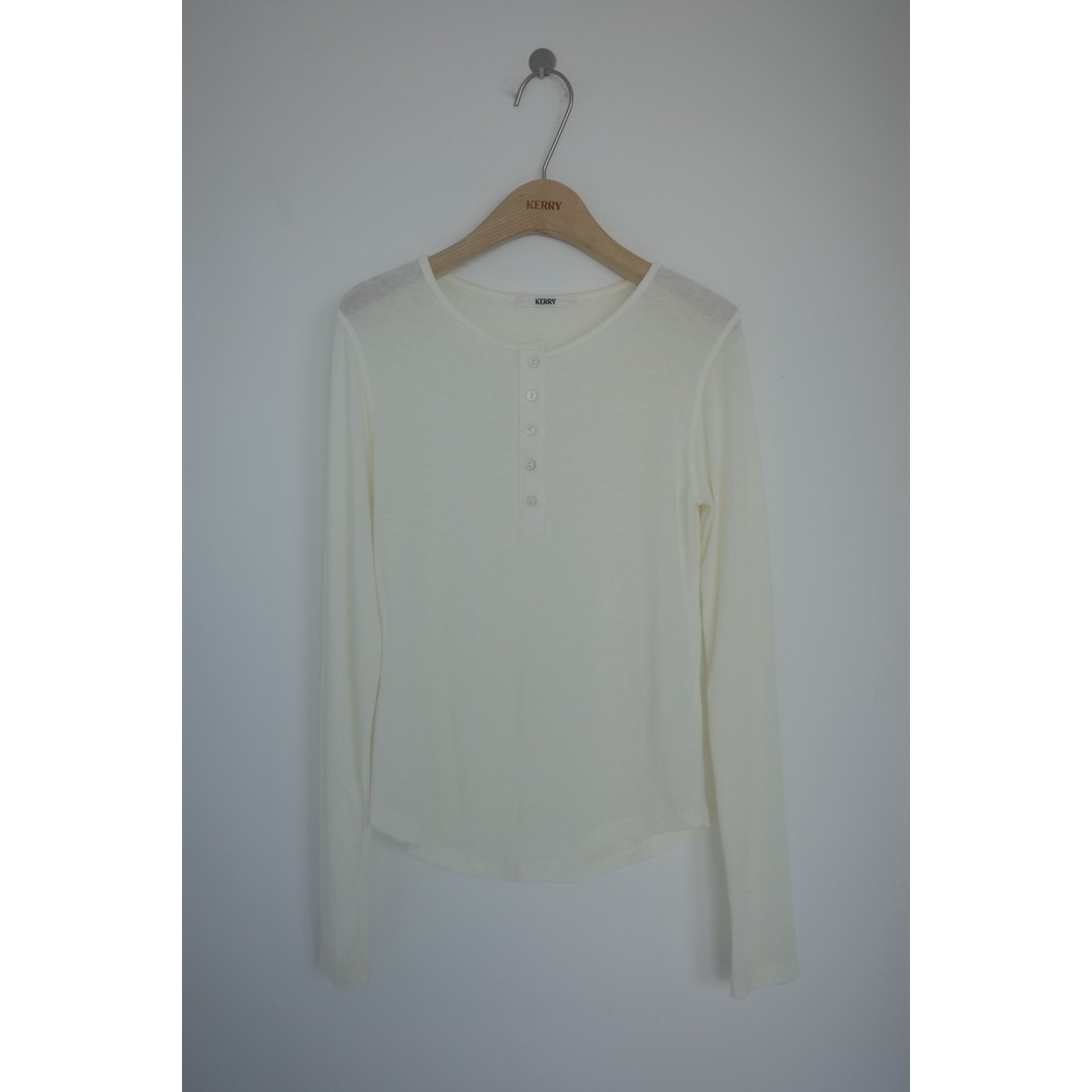 KERRY韩国代购㊣女士新品休闲人气真品长袖T恤安哥拉羊毛纽扣