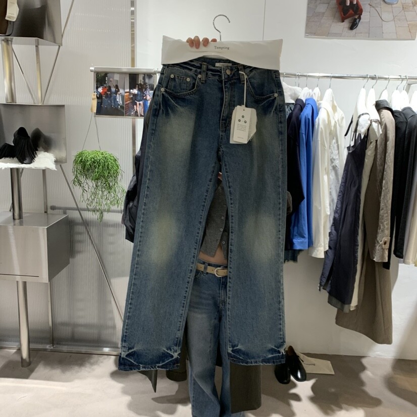 TEMPTING㊣东大门实拍女装26秋冬新款休闲时尚真品推荐牛仔裤图片