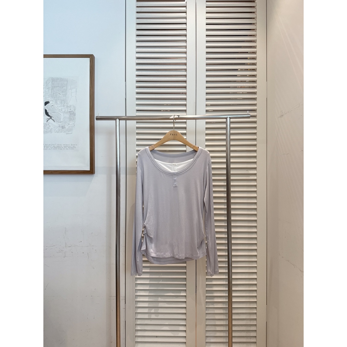 FAVE-L东大门㊣实拍女士新品25秋冬真品人气长袖T恤假两件