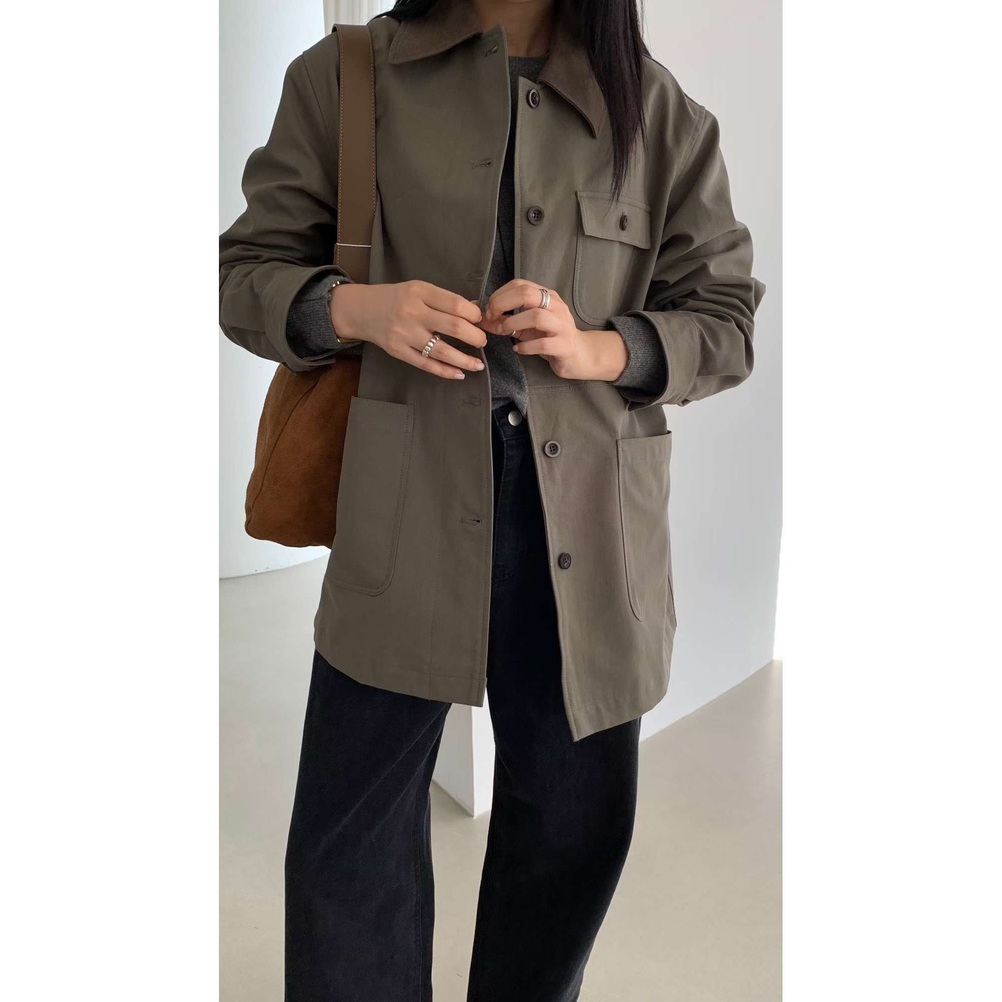 FLAT WHITE韩国代购㊣女士新品25秋冬真品推荐休闲热卖夹克