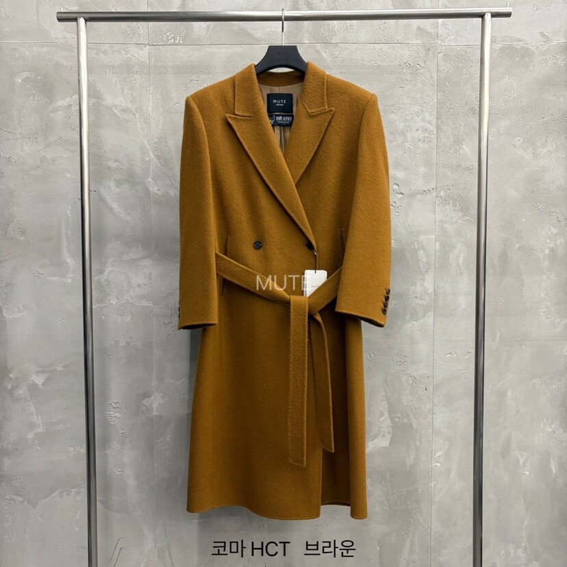 MUTE韩国代购㊣女士新款休闲真品25秋冬人气中长款大衣含腰带