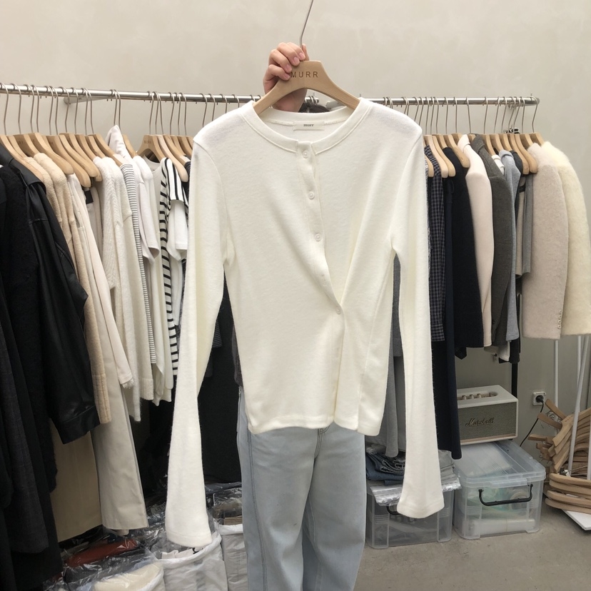 MURR东大门㊣代购女士新款时尚25秋冬真品人气长袖T恤开衫纽扣