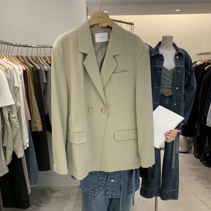 PHILO东大门㊣实拍女装新品休闲时尚真品25秋冬热卖夹克纽扣