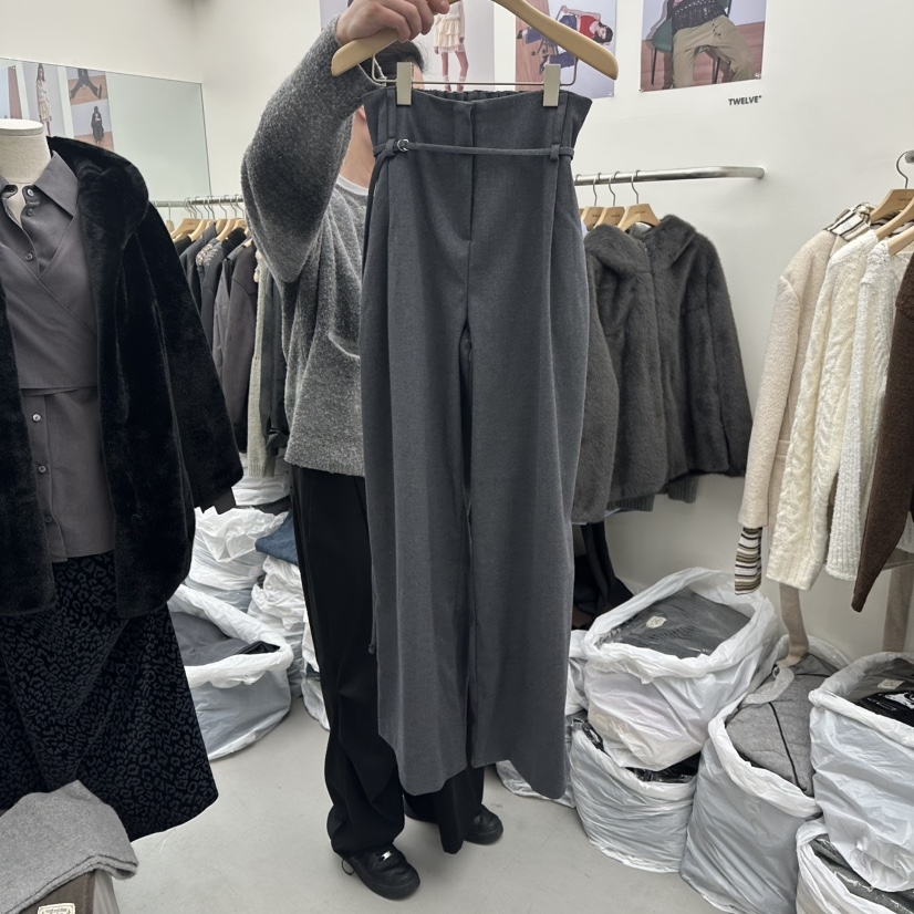 TWELVE东大门㊣代购女士新品休闲推荐热卖25秋冬休闲裤羊毛腰带