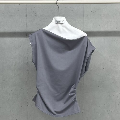 HELDER韩国代购㊣女士新品时尚26春夏推荐吊带背心褶皱露肩