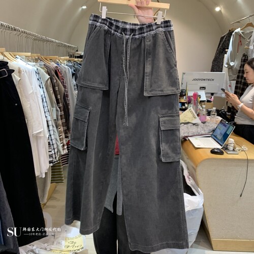 BLACK FRIDAY㊣东大门实拍女装26秋冬新品人气休闲裤工装牛仔布