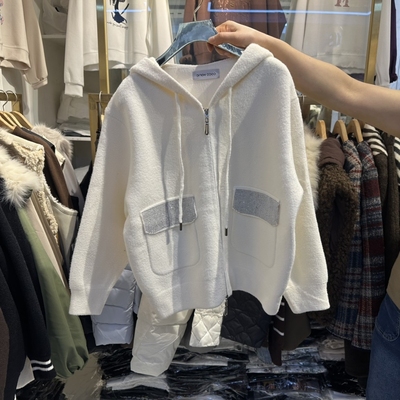 COCO HOLIC东大门㊣代购女装新品热卖25秋冬针织衫连帽拉链衫