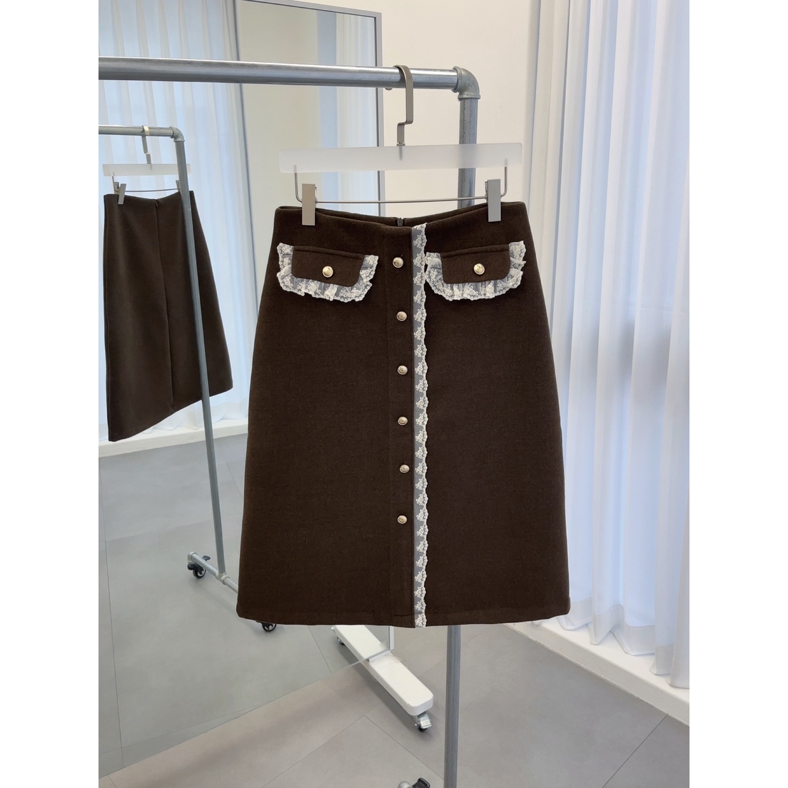 J CRANE东大门㊣代购女士新款人气25秋冬半身裙中短裙羊毛蕾丝