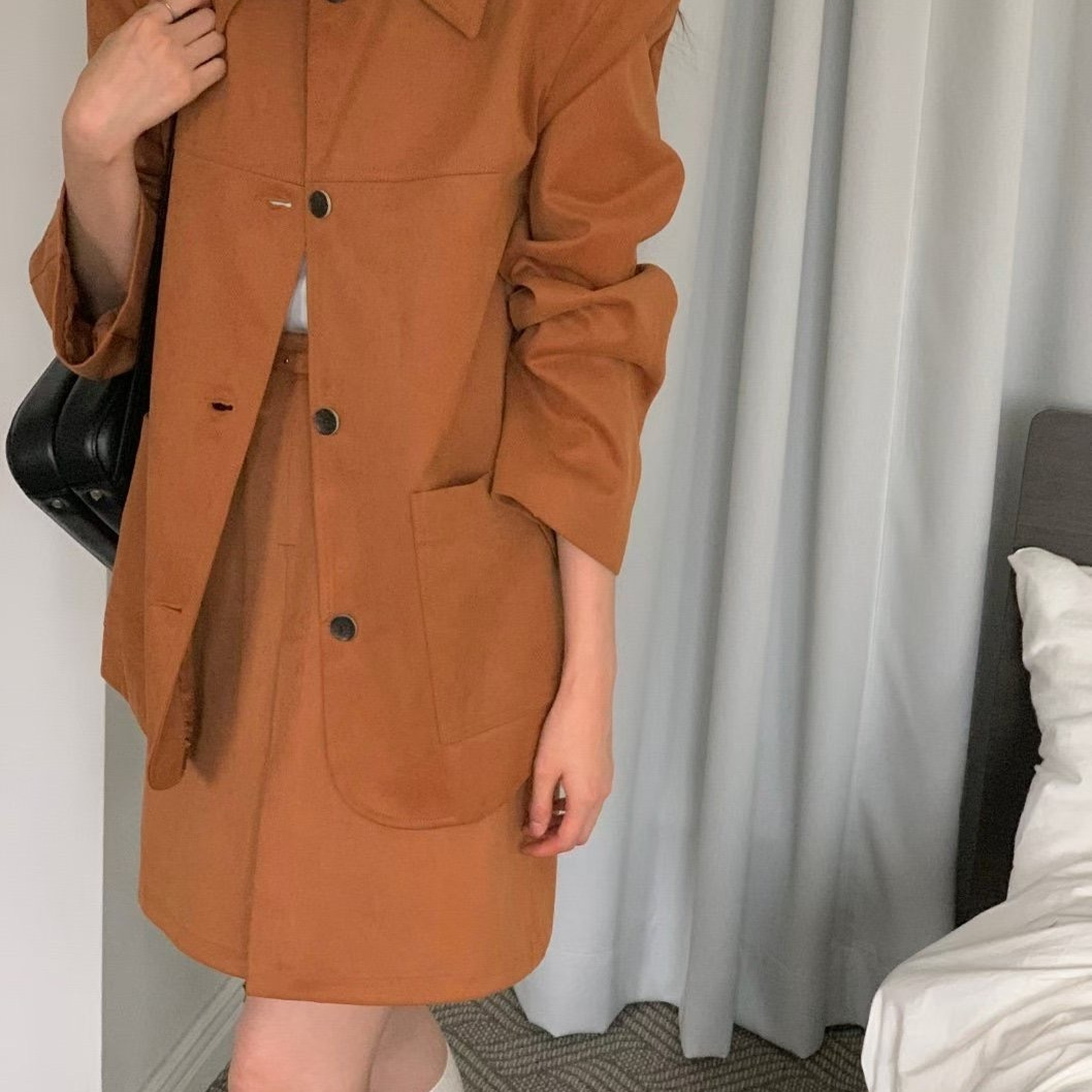 VOLANT东大门㊣代购女装新款时尚推荐休闲25秋冬夹克绒面革