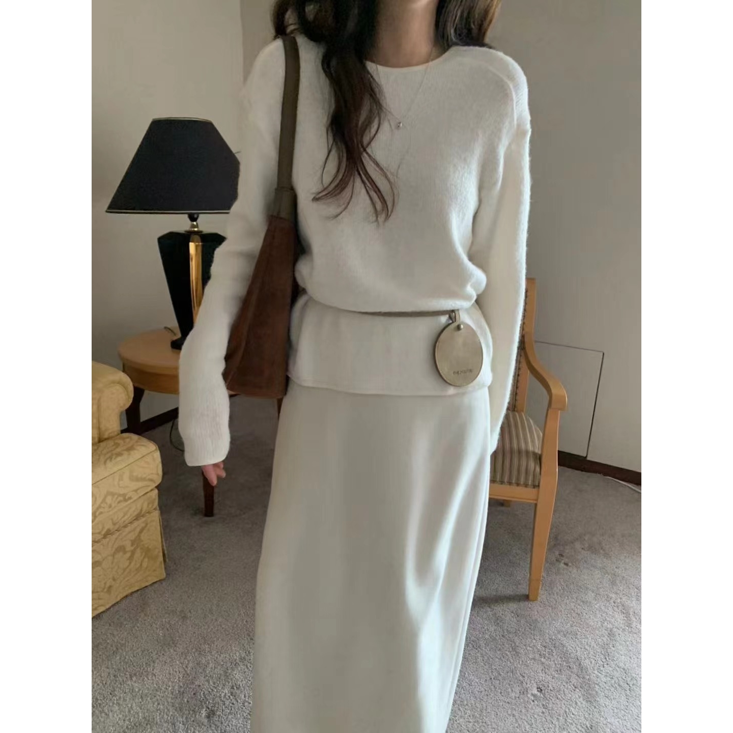 pretty young thing东大门㊣实拍女士新款25秋冬针织衫不含腰带