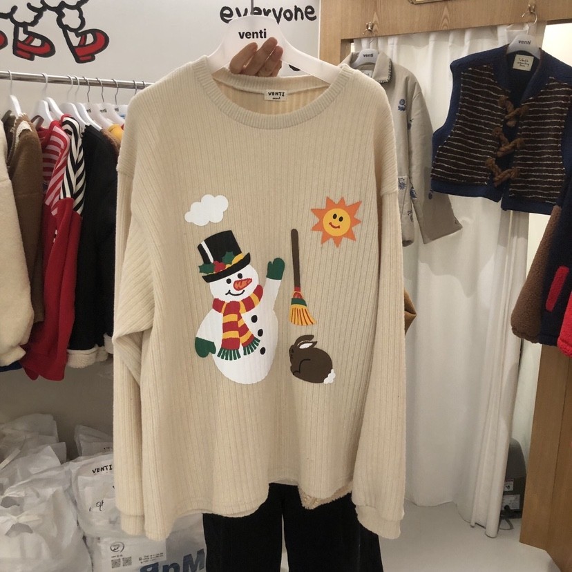 VENTI韩国代购㊣女装新款休闲真品25秋冬时尚长袖T恤加绒抓绒