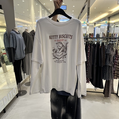 CREDITO㊣东大门实拍女士26秋冬新品时尚人气热卖推荐长袖T恤