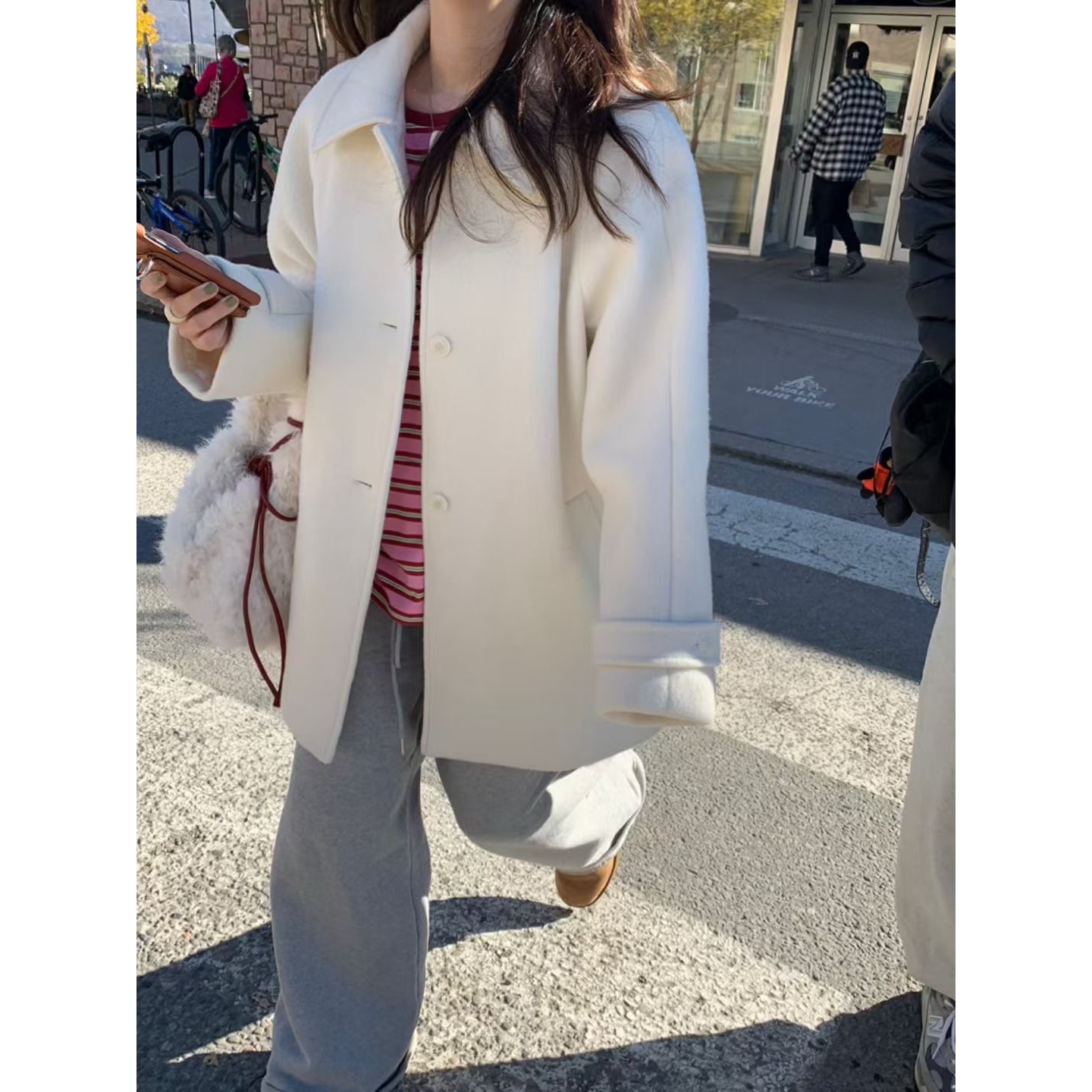 pretty young thing韩国直邮㊣女士新品人气中长款大衣羊毛