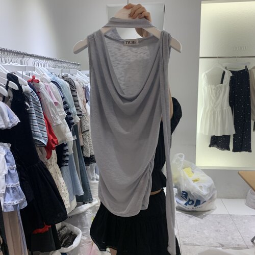 TYCHE韩国东大门代购㊣女士新品时尚热卖人气吊带背心露背围巾