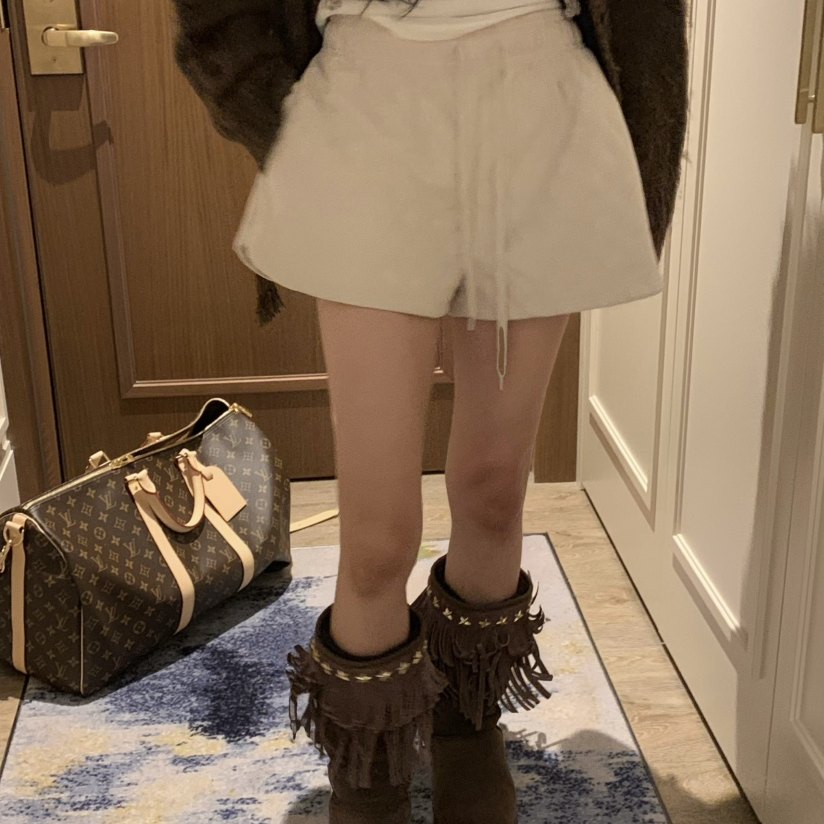 VIRKIN东大门㊣代购女装新品真品人气休闲时尚25秋冬短裤绒面革