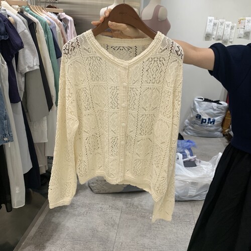 CHAE韩国代购㊣女装新品时尚26春夏针织衫不含内搭刺绣亚麻