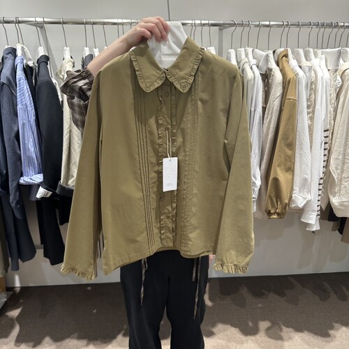 OVERTAKE㊣东大门实拍女装26秋冬新品推荐休闲时尚衬衫褶边