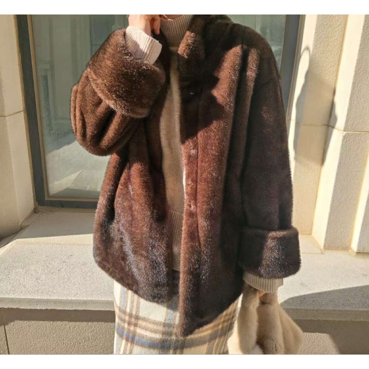 S.W SHOP东大门㊣直邮女士新品25秋冬中长款大衣皮草高领,户外/登山/野营/旅行用品,军迷大衣/棉大衣,淘宝优惠券,粉丝福利购,淘宝优惠卷