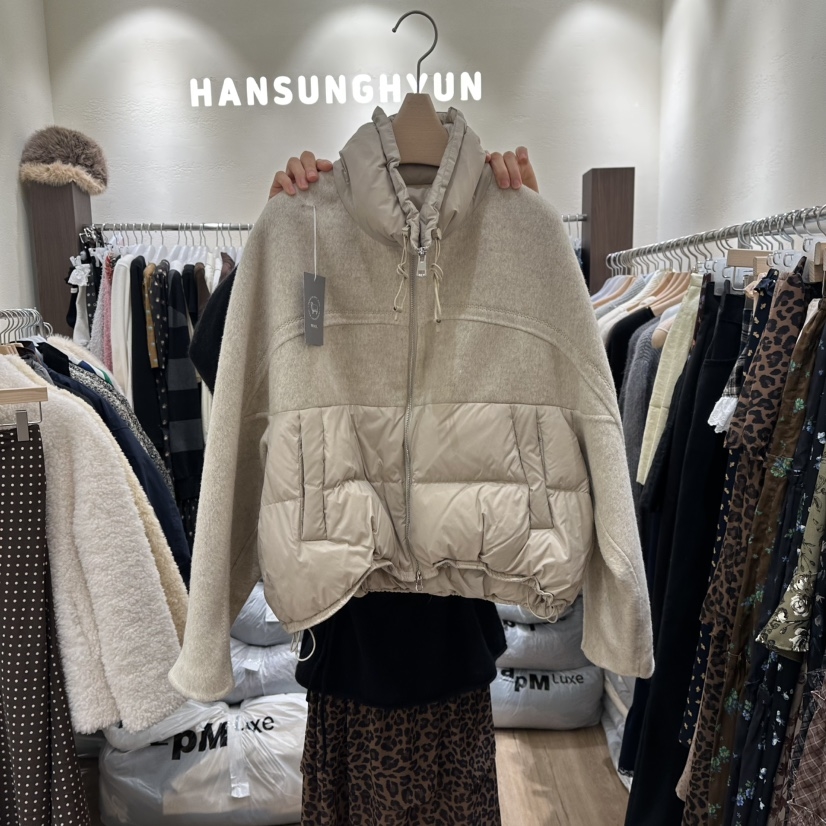 HANSUNGHYUN韩国代购㊣女装新品人气短款羽绒服羊毛填充鸭绒