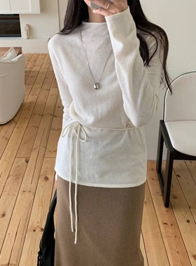 SATURDAY东大门㊣实拍女装新款热卖真品休闲针织衫含腰绳保暖