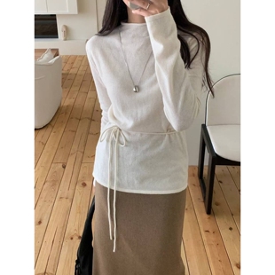 SATURDAY东大门㊣实拍女装新款热卖真品休闲针织衫含腰绳保暖