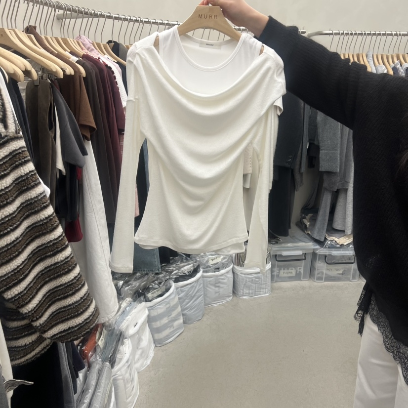 MURR东大门㊣实拍女士新款时尚休闲25秋冬人气长袖T恤假两件
