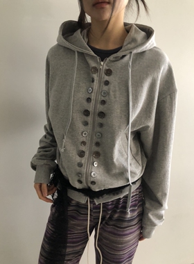 FLASH/I LOVE ME韩国直邮㊣女装新款时尚夹克连帽拉链衫纽扣