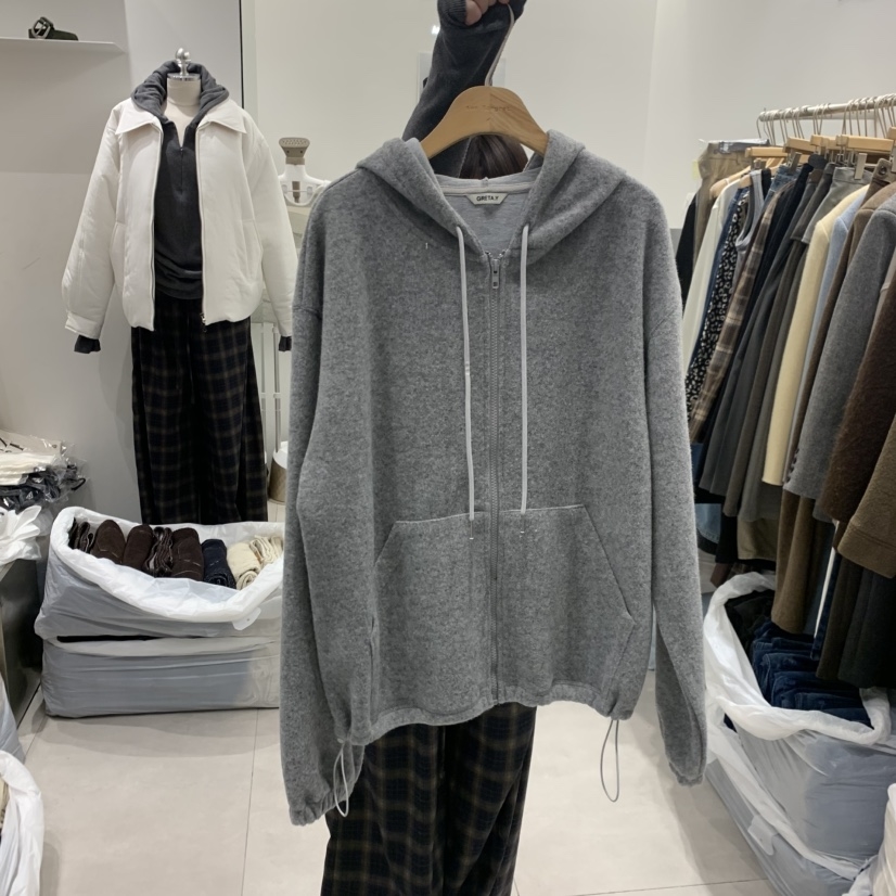 GRETA.Y东大门㊣代购女装新款人气热卖25秋冬夹克连帽拉链衫